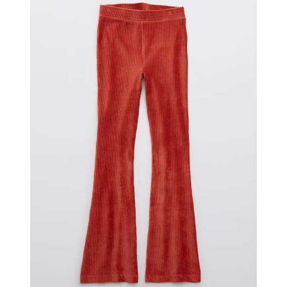 aerie Pants - NWT Aerie Groove-On Rib Velour Flare Pant, Size XLarge, Color Cinnabar